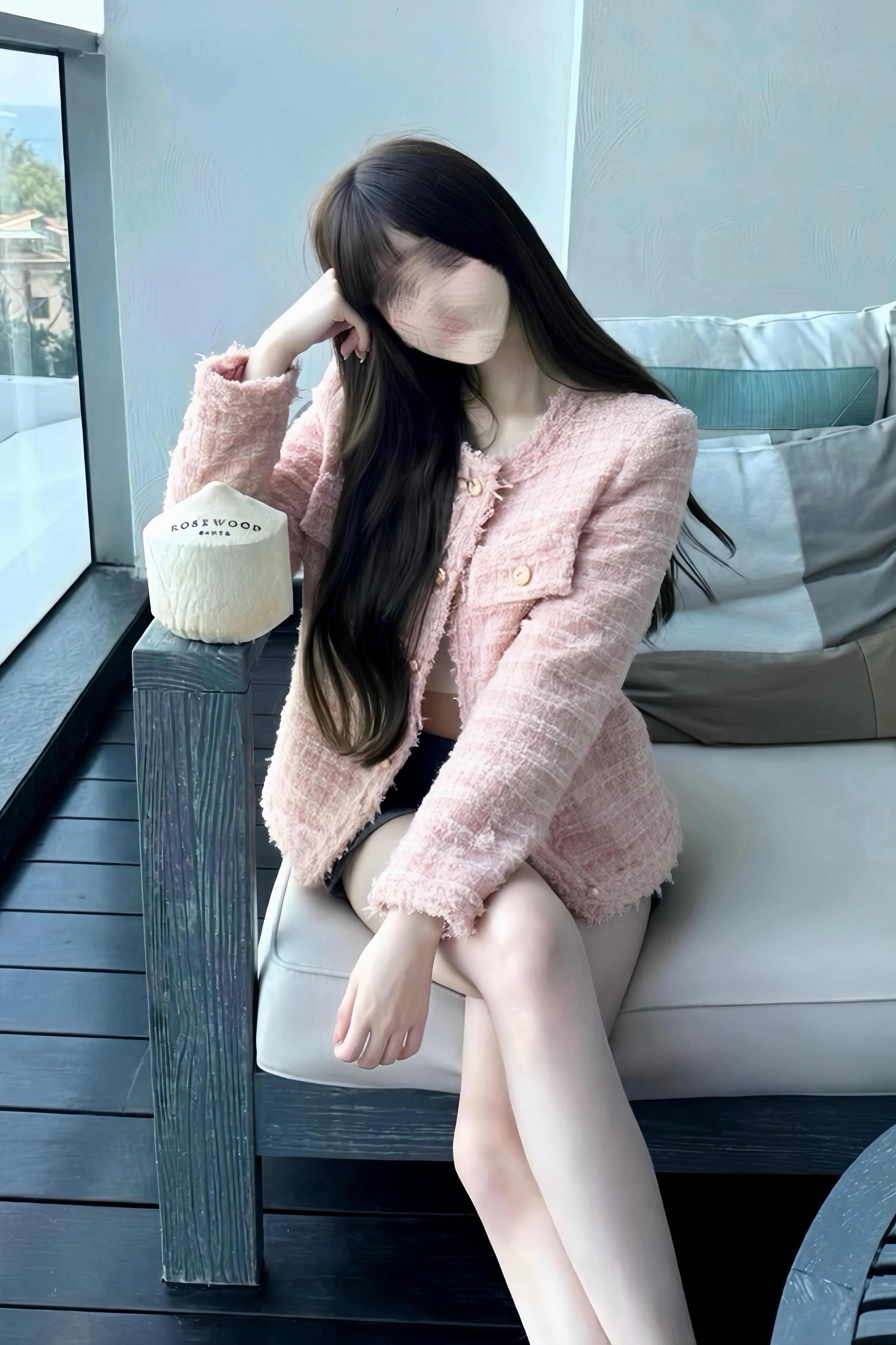 NoCollar Fringe Tweed Jacket XLY00117