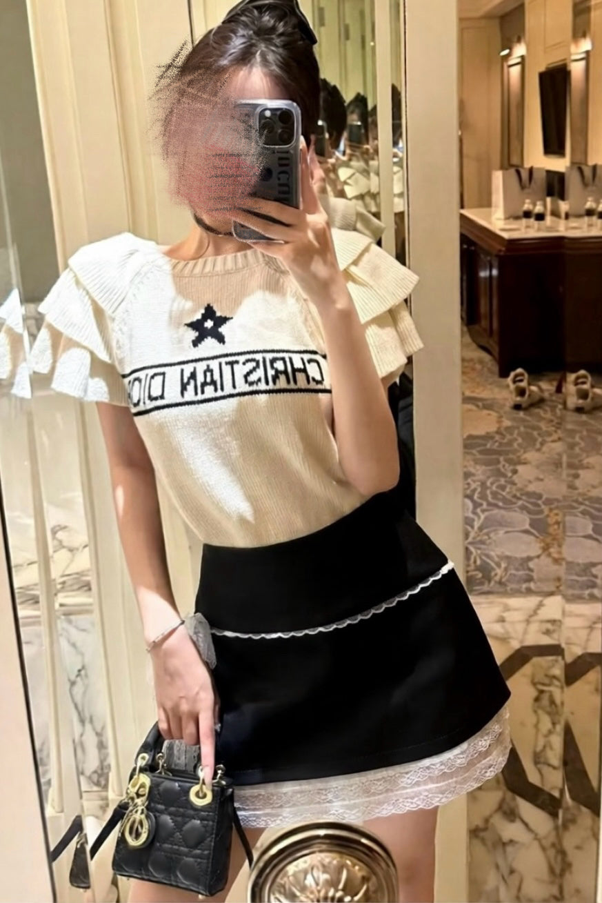 Lace Hem Wrap Mini Skirt XLY00122