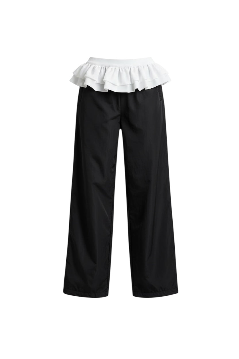 Layered Frill Waist Wide Pants XLY00129