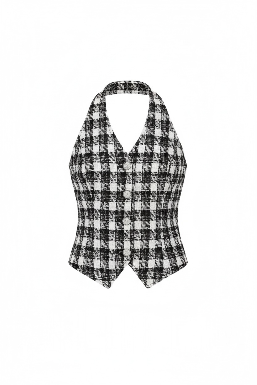 French Tweed Halter Tops XLY00138