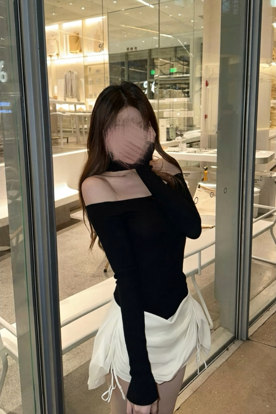 【2color】One Shoulder Draped Mini Dress XLY00145