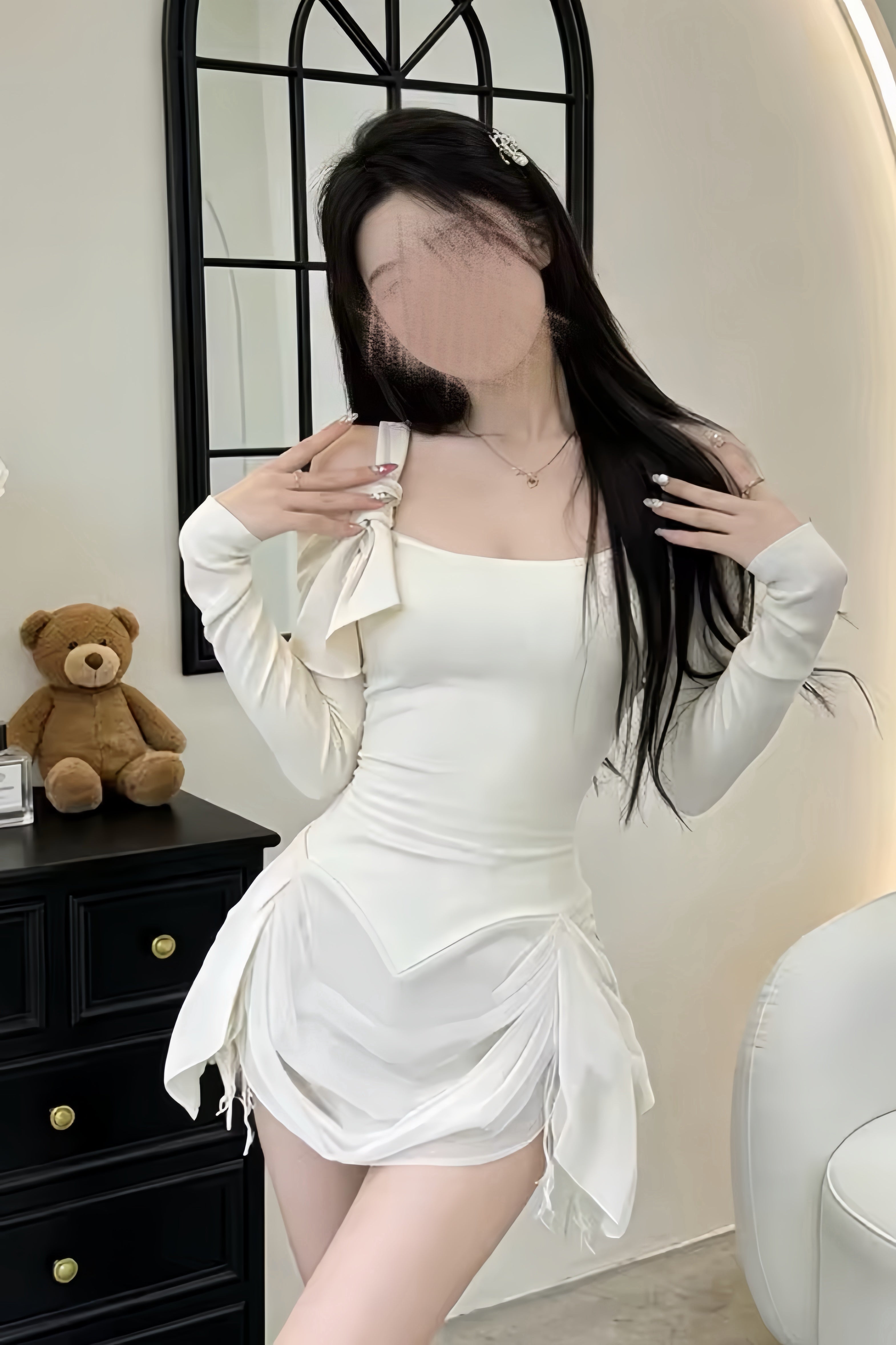 【2color】One Shoulder Draped Mini Dress XLY00145