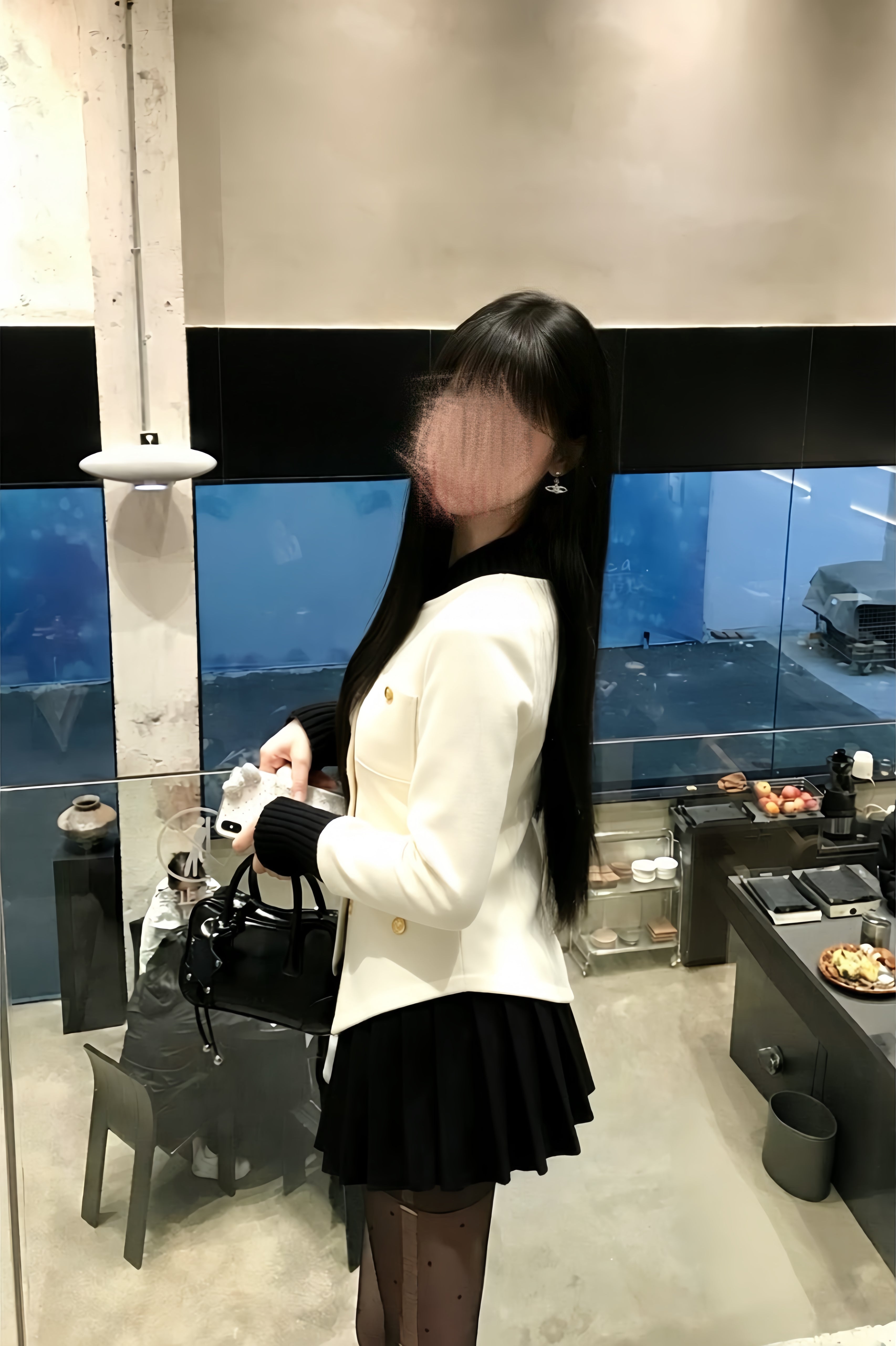 【Set Up】Contrast Jacket & Pleated Skirt Set XLY00147