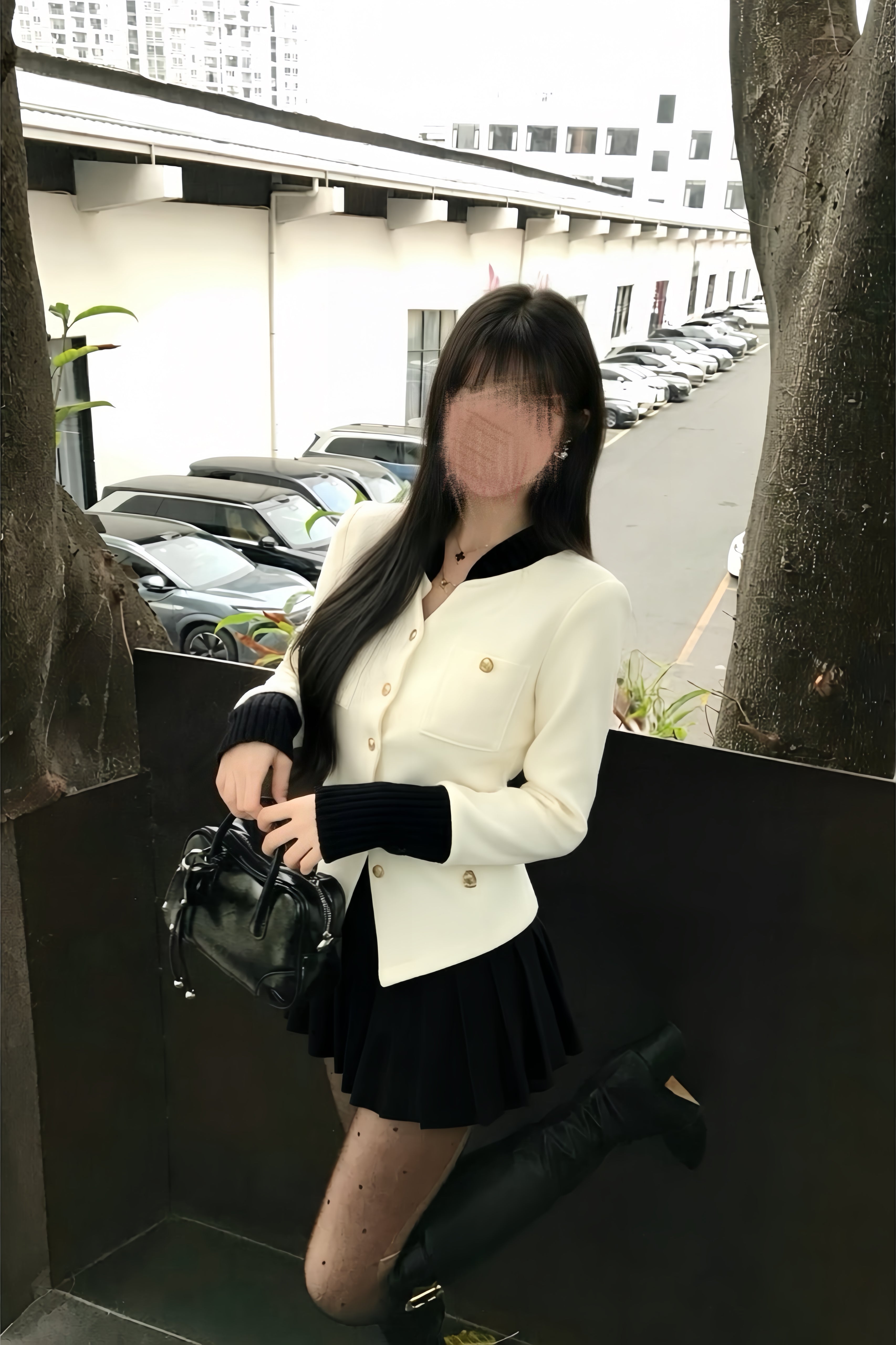 【Set Up】Contrast Jacket & Pleated Skirt Set XLY00147