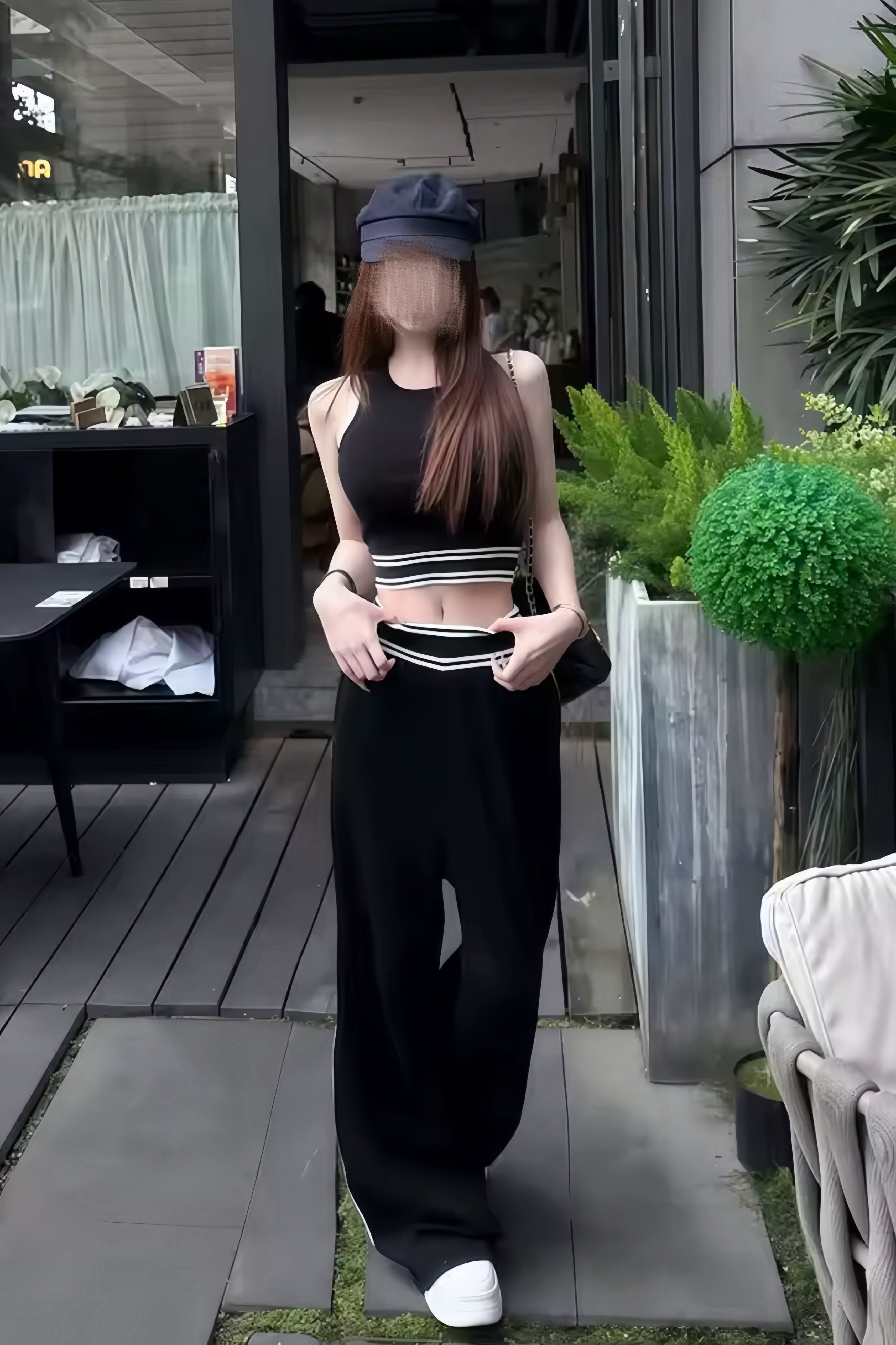 【Set Up】Contrast Trim Top & Pants Set XLY00150