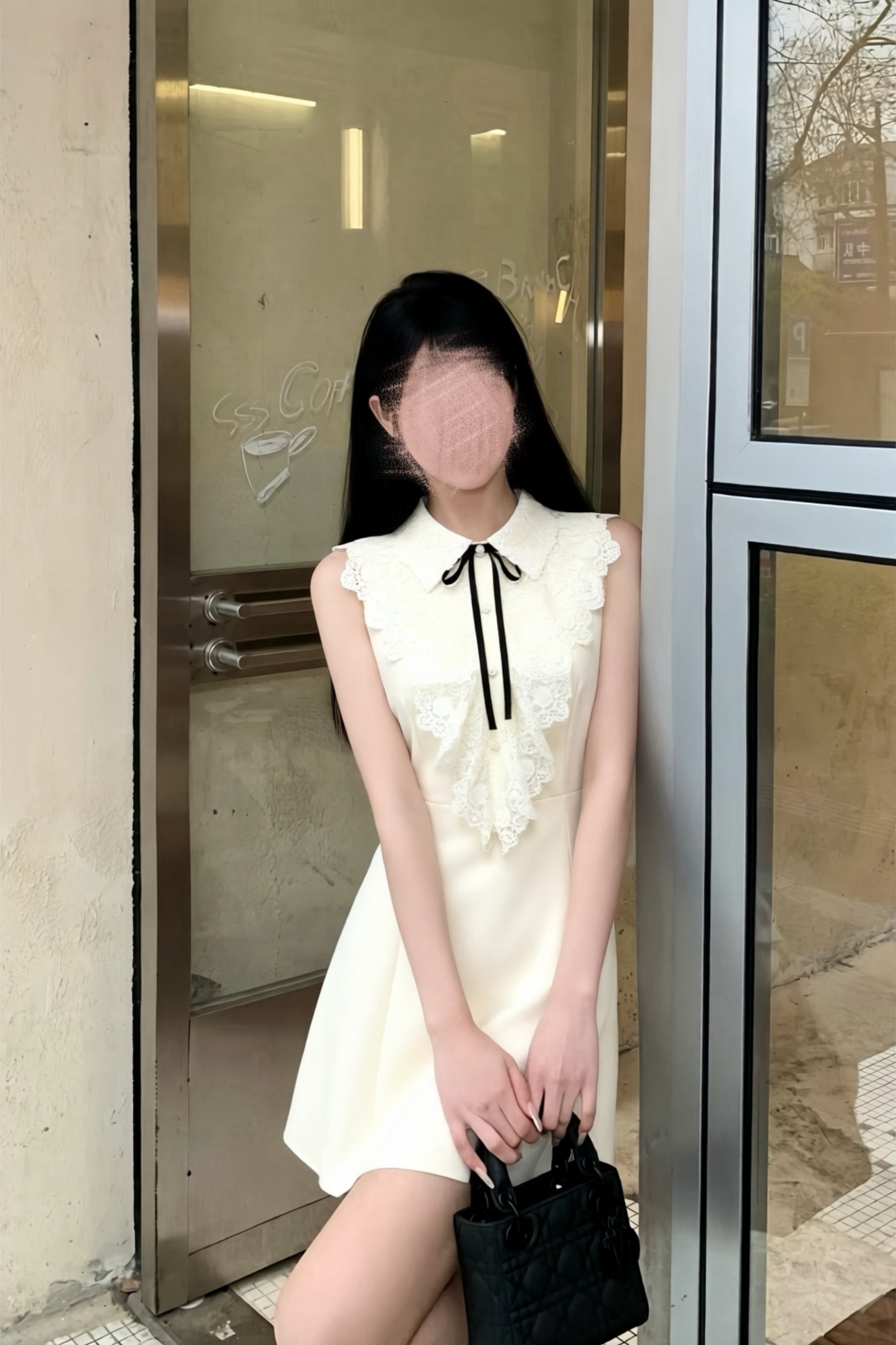 Lace Ribbon Halter Mini Dress XLY00151