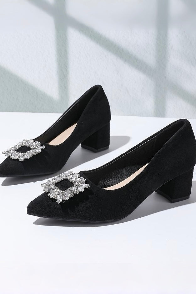 Crystal Buckle Pointed Toe Pumps XLY00118