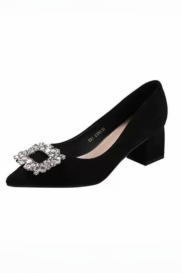 Crystal Buckle Pointed Toe Pumps XLY00118