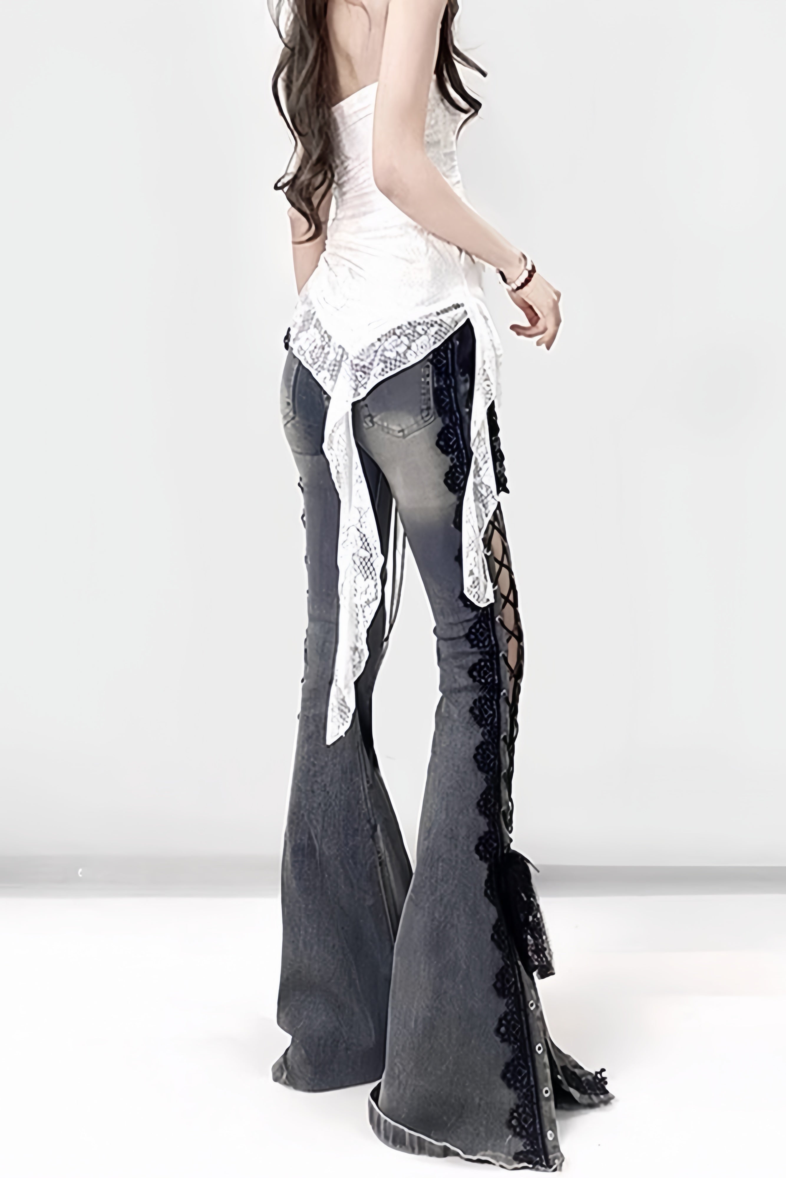 Side Lace-Up Flared Denim XLY00121