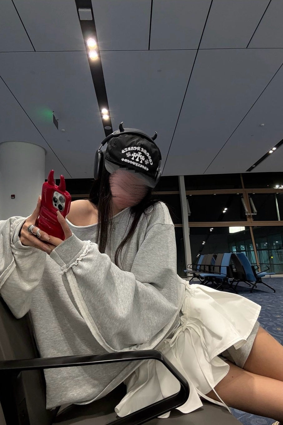 【Set Up】Off-Shoulder Frill Layered Sweat Setup XLY00128