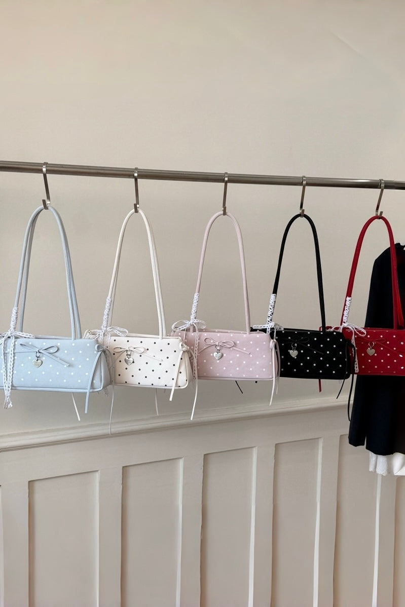 【5color】Ribbon Dot Top Handle Bag XLY00130