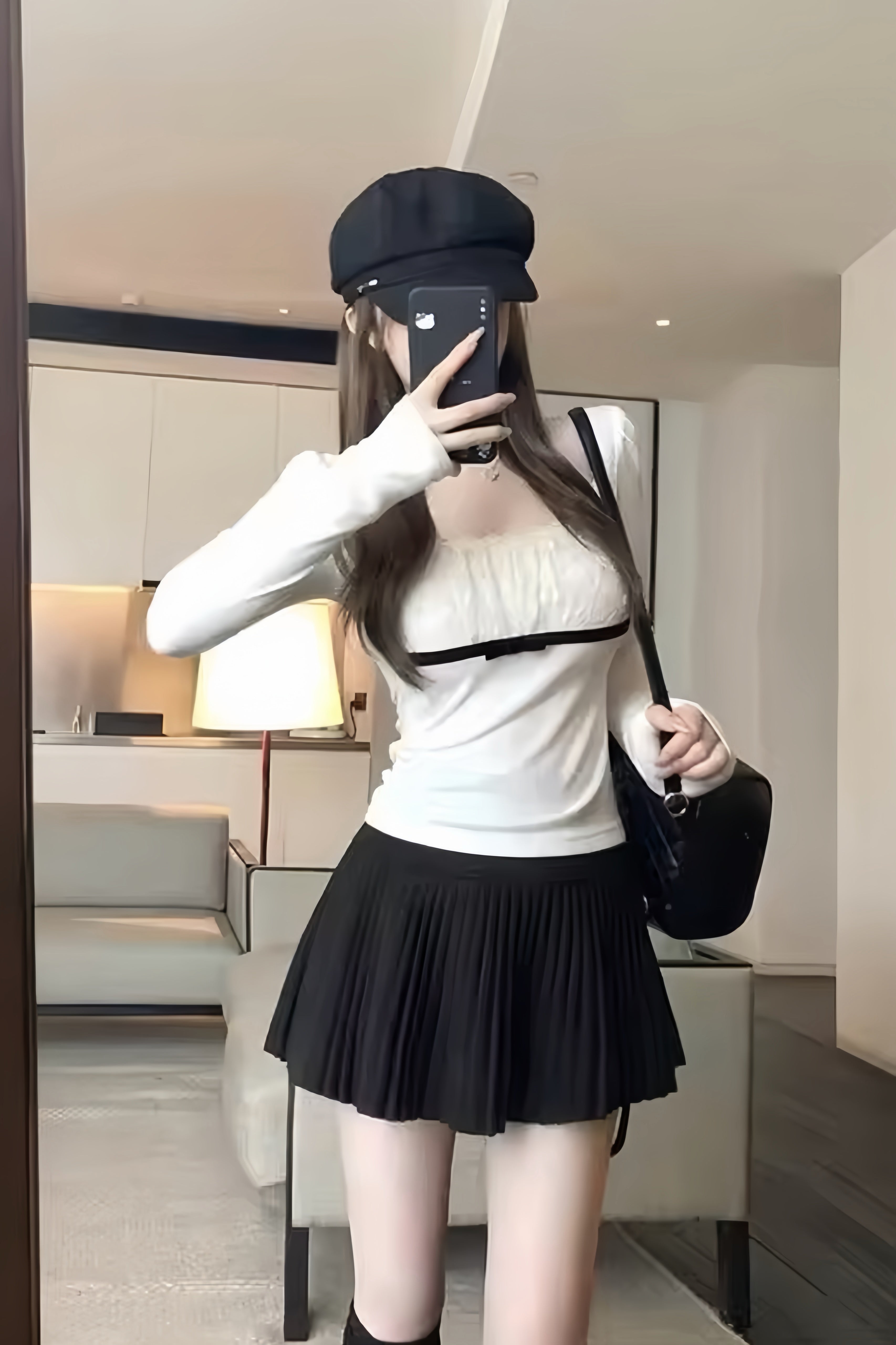 Lace Ribbon Slim Fit Tops XLY00131